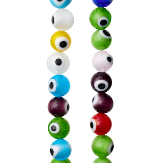 Multicolor Eyeball Glass Round Beads, 8mm by Bead Landing&#x2122;